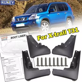 Брызговики для Nissan X-Trail T31 2008-2013 Xtrail, грязеотталкивающее крыло брызговиков 2009 2010 2011 2012, набор литых автомобильных брызговиков