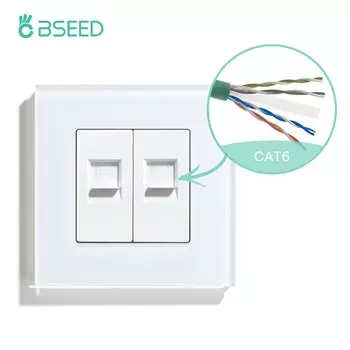 BSEED Двойная сетевая розетка CAT5/CAT6 для ПК Белый/Черный/Золотой