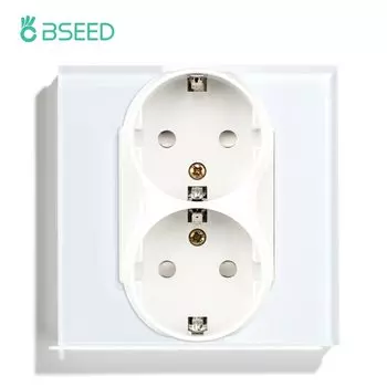 BSEED Двойные розетки стеклянная панель белые черные