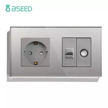 BSEED настенная розетка с стеклянной панелью белая/черная/золотая
