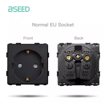 Розетка BSEED EU/FR с USB, Type-C, хрусталь