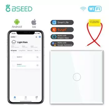 BSEED Сенсорный стеклянный выключатель 1/2/3 Gang