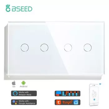 BSEED Сенсорный выключатель 4 клавиши WiFi