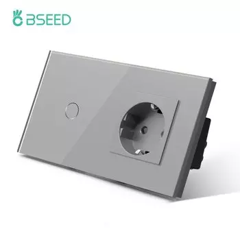 BSEED сенсорный выключатель с розеткой 1/2/3 клавиш белый/черный/золотой