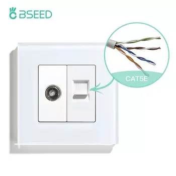 BSEED ТВ настенная розетка из закаленного стекла