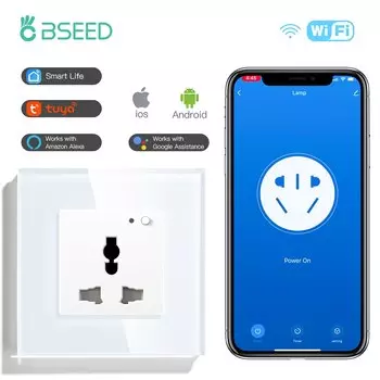 BSEED Wifi многофункциональная настенная розетка умная розетка черно-белая панель с кристаллами Gloden 13A розетка для питания работает с приложением Tuya
