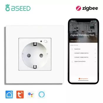Умная розетка BSEED ZigBee двойная синяя подсветка