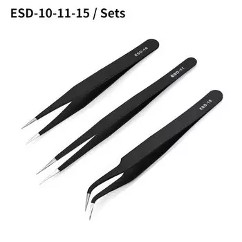 BSIDE Антистатические пинцеты из нержавеющей стали набор 6 шт