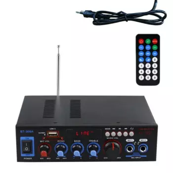 BT-309A Bluetooth 5,0, усилитель для динамиков, 2,0 каналов, автомобильный усилитель мощности, усилитель басов, Hi-Fi, музыкальный плеер с европейской вилкой