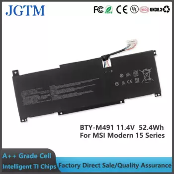 BTY-M491 Высококачественная батарея для ноутбука 11,4 В 52,4 Втч для MSI Modern 15 A10RB A10RB-041TW A10RB-033CN A10M-014 перезаряжаемая батарея