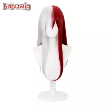 Bubuwig синтетические волосы BNHA MHA Shoto Todoroki косплей парик 60 см длинные прямые белые смешанные красные аниме парики термостойкие
