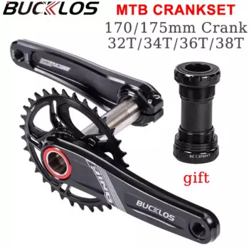 BUCKLOS Велосипедный шатун Hollowtech Сверхлегкий MTB Шатуны Встроенные пожарные шатуны Узкие широкие звездочки Шатун 175 мм с BB