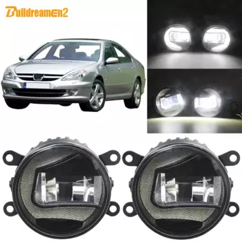 Buildreamen2 автомобиля H11 гнездо светодиодный проектор противотуманные лампы + дневного светильник 12V для 2000-2006 Peugeot 607 (9D, 9U) седан