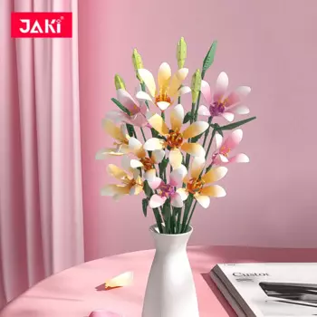 Букет Fomantic из искусственной лилии, 3D модельные кирпичи с зелеными растениями, креативные, «сделай сам», не выцветающие цветы, игрушка-конструктор с бриллиантами