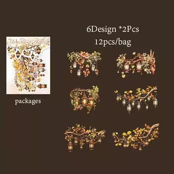 Бумага 6 Стилей 12 Шт./компл. Искусственные Декоративные Наклейки Для Рукоделия Стеклянные Чашки Для Рукоделия Принадлежности...