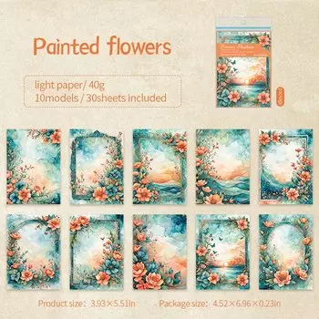 Бумага для скрапбукинга Journal GO, цветочная, 30 шт.