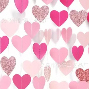 Бумажная гирлянда сердце белая 4 метра