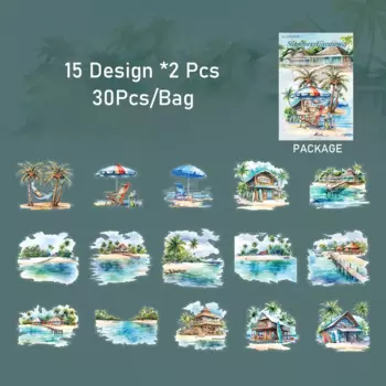 Бумажные Канцелярские Наклейки 30 Шт./компл. Водные Наклейки С Пейзажной Серией Путеводитель Декоративные Наклейки С Животным...