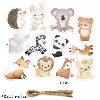 Бумажные наклейки животные 48 шт.
