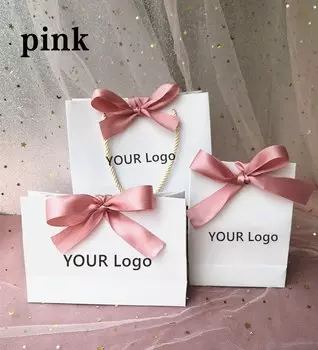 Бумажные подарочные сумки Manshii, 10 шт., розово-белые