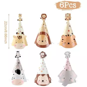 Бумажные шапки с животными джунглей Wayfun