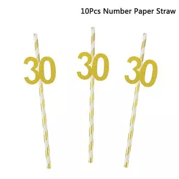 Бумажные соломинки Chicinlife с цифрами 10 шт.