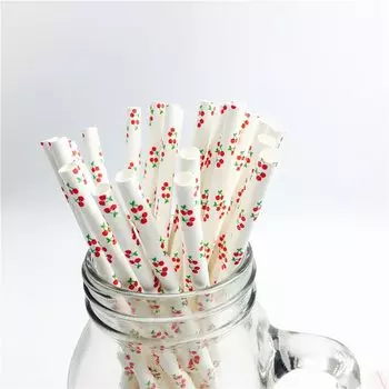 Бумажные соломинки для питья PEIPINGKE вишня 25 шт