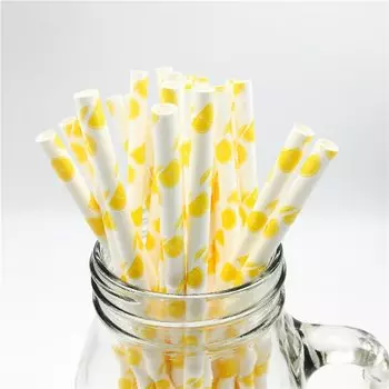 Бумажные соломинки PEIPINGKE желтые 25 шт