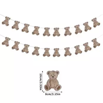 Бумажный баннер с днем рождения милый медведь joy-enlife