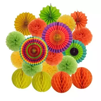 Бумажный набор для праздника, розовый-голубой, 19 шт.