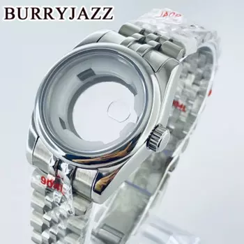 BURRYJAZZ 31 мм NH05 NH06 Корпус для часов Серебряный корпус из нержавеющей стали с сапфировым стеклом Crysta Водонепроницаемый