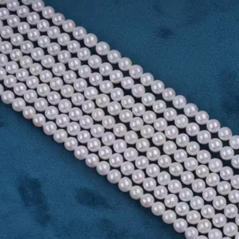 Бусины Из Натурального пресноводного жемчуга белого цвета, 5-6 мм