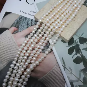 Бусины Из Натурального пресноводного жемчуга, небольшие круглые белые бусины россыпью для изготовления ювелирных изделий, браслетов, ожерелий «сделай сам», 8-9 мм, 38 см