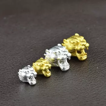 Бусины из серебра 100% пробы, 999 пробы, с головой тигра