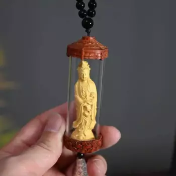 Бутылка для зеркала заднего вида, подвеска из бокса, Будда, резьба по дереву