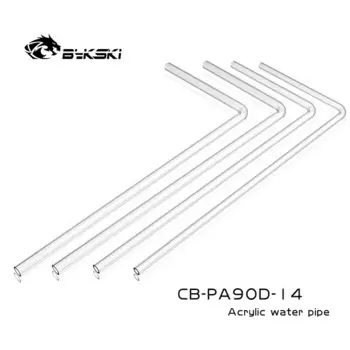 Bykski 4 шт./лот ПММА акриловая жесткая трубка 90 градусов трубка прозрачная Толщина (od14мм) + 2 мм 20 см + 50 см