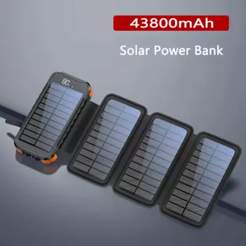 Быстрая зарядка 20 Вт Солнечная батарея с кабелем Телефон Powerbank для iPhone 14 13 Xiaomi Mi Зарядное устройство с ремешком для кемпинга