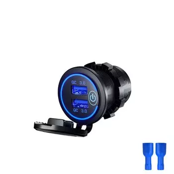 Быстрое Автомобильное зарядное устройство QC3.0 с двумя USB-портами, аксессуары, водонепроницаемая электрическая розетка 12 В/24 В QC3.0 с сенсорным выключателем и светодиодной подсветкой, Стайлинг автомобиля