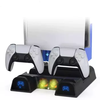 Быстрое зарядное устройство для консоли PS5, многофункциональный вертикальный охлаждающий вентилятор, песок с подставкой для зарядки