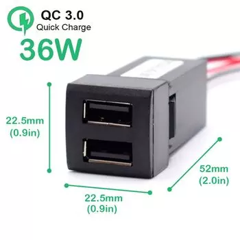 Быстрое зарядное устройство для мобильного телефона с двумя 2 USB-портами 12 В, 22x22 мм для Toyota Land Cruiser Prado 150 Series Rav4 Camry Hiace Corolla