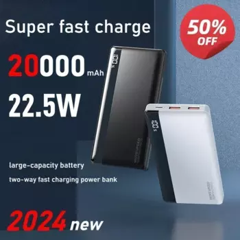 Быстрое зарядное устройство MOVESPEED PD2.5W, 20000 мАч, двойной интерфейс USB A, внешний большой аккумулятор, подходит для различных мобильных телефонов