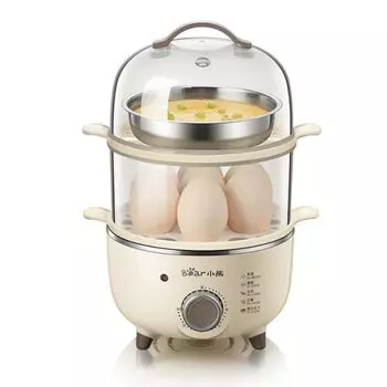Бытовой электрический двухуровневый отпариватель Bear 220 В, портативная яйцеварка, приготовление на пару на завтрак