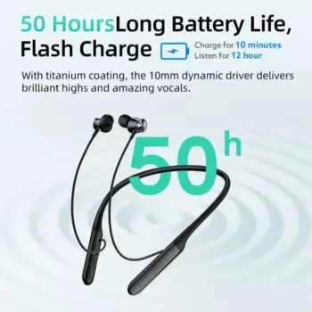 C2 Беспроводные наушники Bluetooth 5.2 с шейным ремешком Спортивные наушники Гарнитура-вкладыши Быстрая зарядка 50 часов Длительный срок службы батареи Новейшие