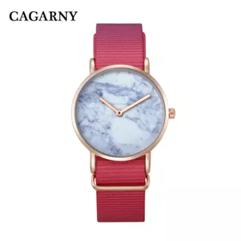 Cagarny женские наручные часы из розового золота, женские кварцевые часы, ультратонкие парусиновые часы-браслет, женские повседневные часы Relogio Feminino XFCS