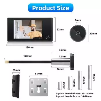 Camluxy видеоглазок 3,5 дюйма черный