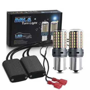 Canbus DRL LED P21W PY21W BA15S BAU15S T20 7440 W21W T25 3156 3014 120SMD Двухрежимные дневные ходовые огни указателя поворота 12 В