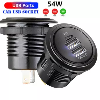 Автомобильное зарядное устройство 12 В, встроенная USB-розетка, автомобильная USB-розетка 3,0, разъем типа C, суперадаптер, автомобильная розетка, быстрая зарядка для 24 В, грузовика, мотоцикла