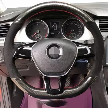 Car Steering Wheel Black Cover Suede Carbon Fiber For Volkswagen Vw Golf 7 Mk7 Nieuwe Polo Jetta Passat B8 Car Accessories
