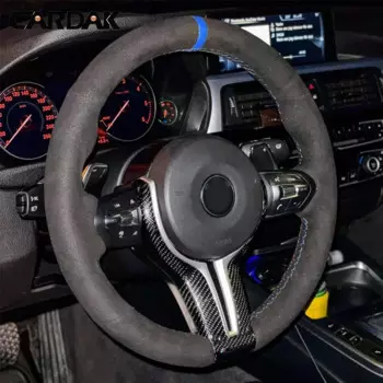 CARDAK Черный замшевый кожаный чехол на руль автомобиля для BMW F87 M2 F80 M3 F82 M4 M5 F12 F13 M6 F85 X5 M F86 F33 X6 M F30 M Sport