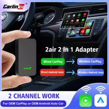 Carlinkit 5 2air Wireless CarPlay Android Auto Wireless Box 2 в 1 Адаптер 2-канальный Work Waze Spotify 5,8 ГГц WiFi BT5.0 Siri GPS